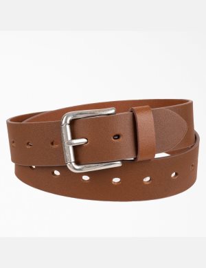 Ceintures Dickies Perforated Cuir Marron Foncé | 961SQZLWB