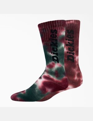 Chaussettes Dickies Tie-Dye Crew Bordeaux | 851RFYIUX