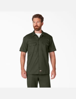 Chemises De Travail Dickies Corta Sleeve Vert Olive Vert | 426TLEWKF