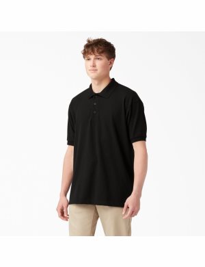 Chemises Dickies Adult Size Pique Corta Sleeve Polo Noir | 327BJZKRC