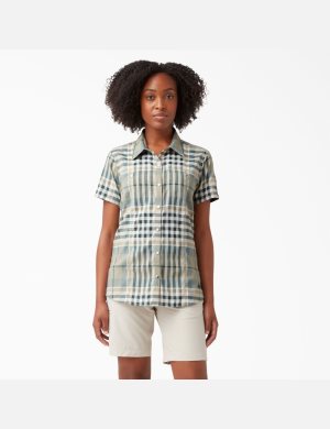 Chemises Dickies Cooling Corta Sleeve Travail Vert | 254RWDFIZ