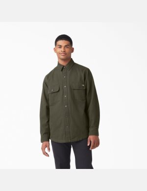 Chemises Dickies Duck Flannel-Doublée Vert | 504URHSET