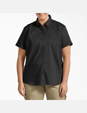 Hauts Dickies Plus Stretch Button-Up Noir | 827TJFXLN