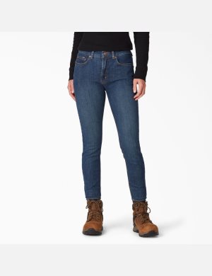 Jean Dickies Perfect Shape Denim Mince Leg Indigo Bleu | 463BFZKOS