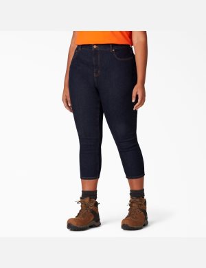 Jean Dickies Plus Perfect Shape Denim Capri Indigo Bleu | 349YXKNDP