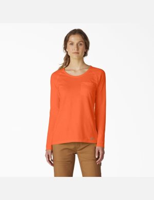 Long Sleeve Dickies Cooling T-Shirt Orange Clair | 152AQZHJE