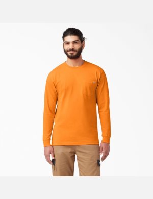 Long Sleeve Dickies Heavyweight Crew Neck T-Shirt Orange | 049MKPGJR