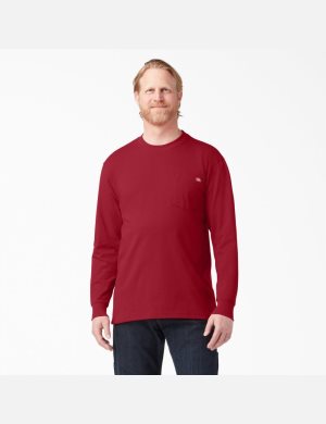 Long Sleeve Dickies Heavyweight Crew Neck T-Shirt Rouge | 891VGJATR