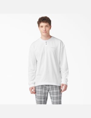 Long Sleeve Dickies Henley T-Shirt Blanche | 789GCMJHL