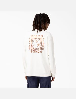 Long Sleeve Dickies Marbury T-Shirt Blanche | 769XJKWIP