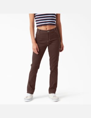 Pantalon De Travail Dickies Roll Hem Carpenter Chocolat Marron | 154WKPJQH