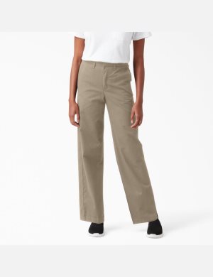 Pantalons Décontractés Dickies High Rise Larges Leg Twill Marron | 741MVJNXQ