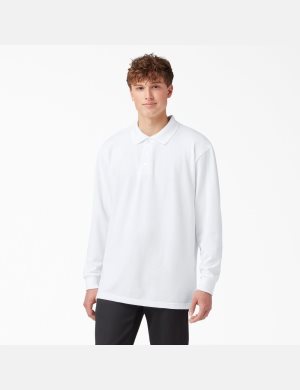 Polos Dickies Adult Size Pique Long Sleeve Rouge | 942SUBQKI