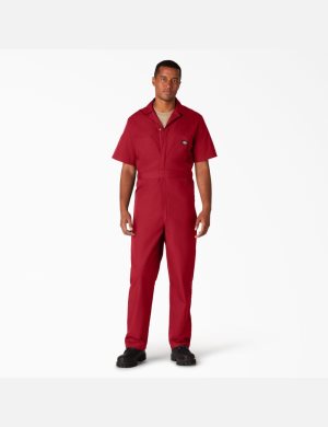 Salopettes Dickies Corta Sleeve Rouge | 457SNBQMY