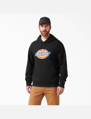Sweat À Capuche Dickies D'eau Repellent Tri-Color Logo Noir | 204YUAQFG