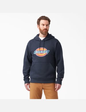 Sweat À Capuche Dickies D'eau Repellent Tri-Color Logo Bleu Marine | 591BWRYDU