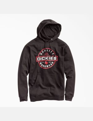 Sweat À Capuche Dickies Fleece Quality Workwear Graphique Noir | 851FNZATG