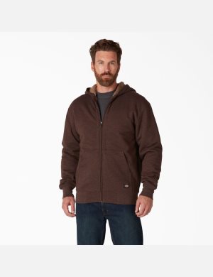 Sweat À Capuche Dickies High Pile Fleece Doublée Full Zip Chocolat | 795IRYVNS
