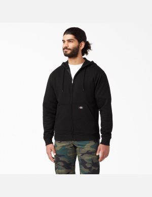 Sweat À Capuche Dickies Midweight Fleece Zip Noir | 173QHKOTA