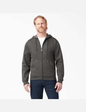 Sweat À Capuche Dickies Midweight Fleece Zip Grise Foncé | 917UCVXYT