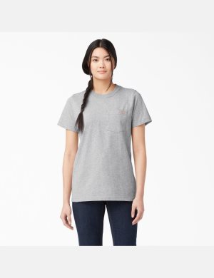 T Shirts Dickies Corta Sleeve Heavyweight Grise | 957BGFINU