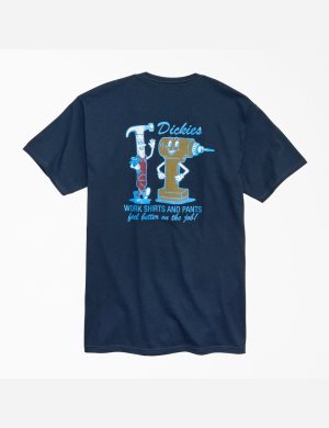 T Shirts Dickies Feel Better On The Job Graphique Bleu Marine | 879DNIEMQ