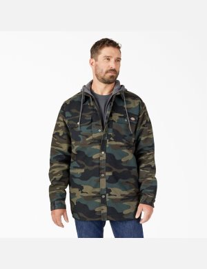 Vestes Chemises Dickies Hydroshield Duck Encapuchonné Vert Camouflage | 857YQDZHI