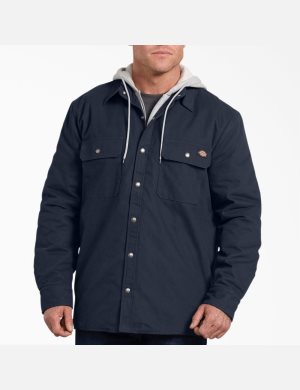 Vêtements D'extérieur Dickies Relaxed Fit Icon Encapuchonné Duck Matelassé Bleu Marine | 895ARBIUK